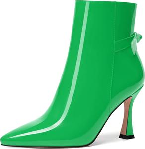 Женские ботильоны SKYSTERRY на молнии с острым носком, высокими каблуками и наружной отделкой, 3,3 дюйма, Green