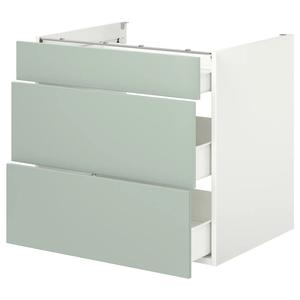Базовый комод с 3 ящиками ENHET IKEA, 80x62x75 см, цвет white/pale grey-green