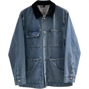 Мужская джинсовая куртка Li Ning, светло-голубая, с отворотами, умеренно прямого кроя