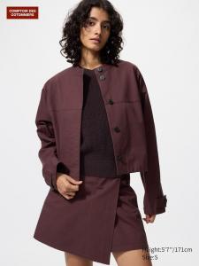 Короткая хлопковая куртка Uniqlo, 38 dark brown