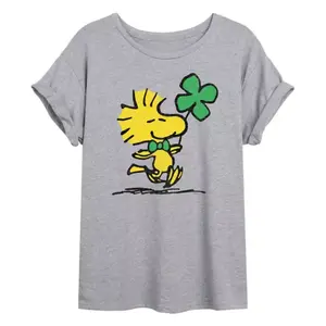 Футболка оверсайз Juniors' peanuts woodstock clover Licensed Character, серый