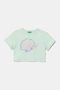 Детская хлопковая футболка United Colors Of Benetton, зеленый