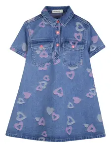 Джинсовое платье с воротником и вышивкой в виде сердца Billieblush, синий