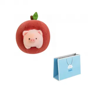 Плюшевая игрушка милый поросенок с яблоком, высота 24см/34см Nodding Bud Bug