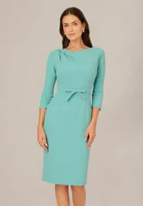 Платье-Футляр средней длины из трикотажа с драпированным вырезом Adrianna Papell, Smoky Jade