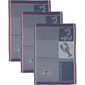 Полотенце кухонное ROSS «Maritime - Crabs & Co», (набор, 3 шт.), полотенце с мотивом, 100% хлопок, цвет marine