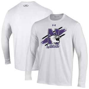 Мужская белая футболка northwestern wildcats city performance с длинным рукавом Under Armour