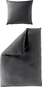 Комплект постельного белья JACK Mako Satin, однотонный, антрацитовый, белый, серебристый, серо-коричневый, разные размеры, элегантный шелковистый блеск, цвет: антрацитовый, размер: 155x220 см Jack