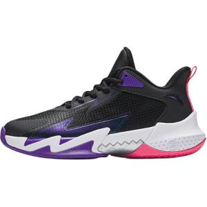 Нескользящие, износостойкие, дышащие низкие детские баскетбольные кроссовки для подростков Antakids, черный/фиолетовый