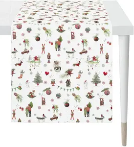 APELT дорожка для стола "6200 WINTER WORLD, Новогоднее украшение, Рождество ", (1 шт.), цифровая печать 48х140 см, белый