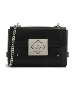 Черная кожаная сумка на цепочке, прочной конструкции. Kazar, черный