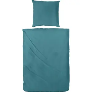 Постельное белье Primera» сатин Uni люкс в размере. 135x200, 155x220 или 200x200 см", постельное белье из хлопка, однотонное постельное белье на молнии, цвет smaragd