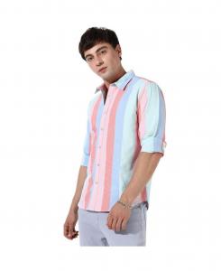 Мужская разноцветная рубашка в римскую полоску Campus Sutra, Pink