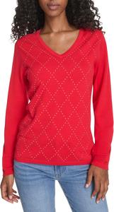 Женский свитер Tommy Hilfiger Hotfix с длинным рукавом и V-образным вырезом, Scarlet