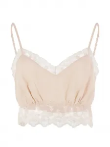 Топ с V-образным вырезом и кружевной отделкой Simone Rocha, бежевый