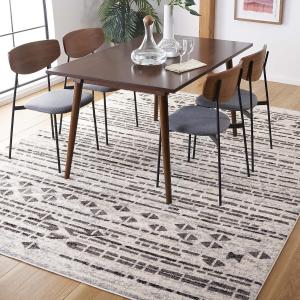 Ковер SAFAVIEH, 275 x 366 см, Tulum Collection, Black & Ivory, Moroccan Boho дизайн, без линьки и простой в уходе, идеален для помещений с высокой проходимостью в гостиной, спальне (TUL640Z)