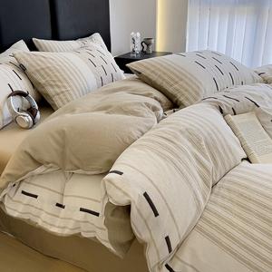 MUJI Комплект постельного белья 1,8 м, пододеяльник 200x230 см, скетч, кофе, дышащий, мягкий