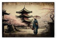 Картина на холсте A.S. Création Pagoda Vintage цвет beigeblauschwarzrosa