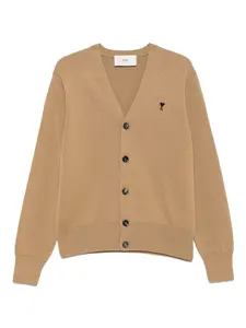 Кардиган на пуговицах с вышивкой Ami Paris, нейтральный