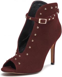 Женские ботильоны Maiyang с открытым носком, на высокой шпильке, с пряжкой и заклепками, праздничные туфли, размеры 4-16 US, Red