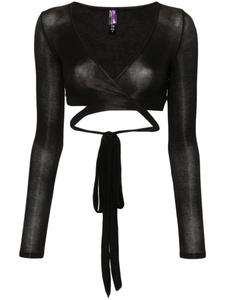 Maison Close блузка с запахом La Femme Amazone в рубчик, черный