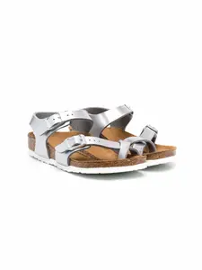 Сандалии Taormina с эффектом металлик Birkenstock Kids, серебряный