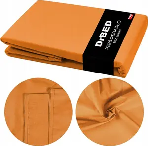 Простыня на резинке из хлопка 160 x 210, цвет оранжевый, мягкий, полированный DrBED