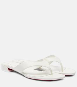 Сладкие Джанетонга кожаные сандалии-танкетки Christian Louboutin, Bianco/Lin Bianco