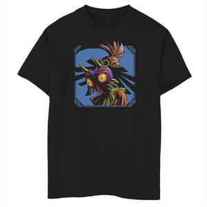 Синяя футболка с рисунком для мальчиков 8–20 лет Legend of Zelda Skull Kid Peers Down Licensed Character, черный
