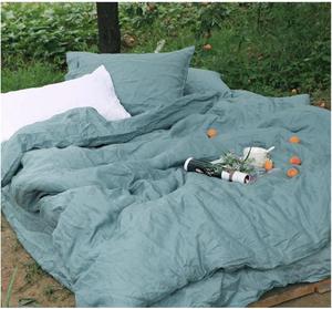 YIZUFU Комплект постельного белья Solid Flax из льна с индивидуальным дизайном и застежкой на пуговицах