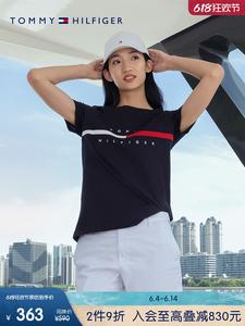 Футболка женская Tommy Hilfiger с вышитыми буквами, темно-синий