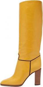 Женские сапоги FSJ с круглым носком, широкие по голени, до колена, с высоким стойким массивным каблуком, длинные, на молнии, вестерн-стиль, размер 4-15 США, Yellow