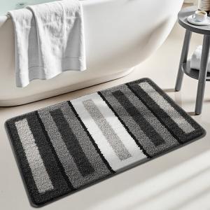 Dajiang Ковер 60х40 см из флока для ванной комнаты, впитывающий, нескользящий, простой в уходе, Simple Life - Square Frame - Black, 1 шт