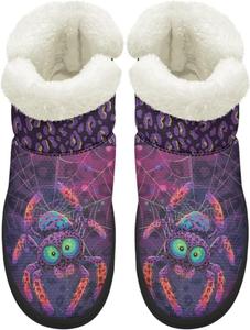 Женские ботинки босиком с широким носком, зимние снежные ботинки, теплые пушистые ботильоны с ЭВА подошвой для праздников Chririnla, Leopard Print Spider