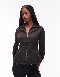 Рубашка гарлем на молнии черного цвета Laagam