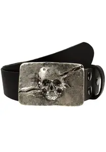 Кожаный ремень LIFEBURG by showroom 019° со сменной застежкой "Skull Silver" Rettungsring By Showroom 019°, черный