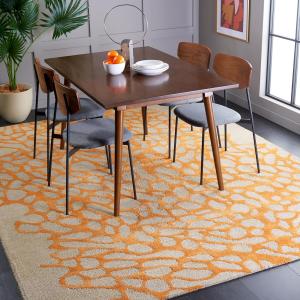 Ковер SAFAVIEH, 275 x 366 см, Blossom Collection, Grey & Orange, ручной работы из шерсти и вискозы, идеален для помещений с высокой проходимостью в гостиной, спальне (BLM695C)