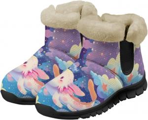 Женские зимние ботинки Jeiento Cute Salamander с цветочным узором, пушистые, на щиколотку, для походов, с противоскользящей подошвой, Cute Salamander Cloud