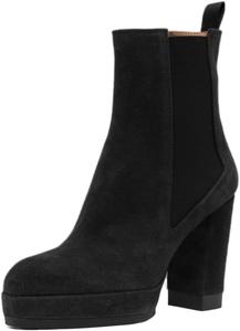 Женские модные эластичные ботильоны YDN, закрытый носок, платформенные грубые каблуки, обувь на каждый день, для работы и свиданий, размеры 4-16 US, Black