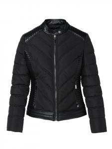 Женская байкерская куртка с утеплителем, ЧЕРНОГО цвета KOROSHI