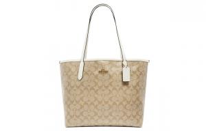 COACH Городская монограмма Сумка-тоут из холста Женская Хаки Белый