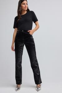 Прямые брюки из искусственной кожи Next, черный