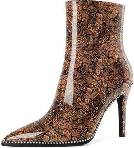 Ботильоны Joseywade на высоком каблуке для женщин, с заостренным носком, тонким стойким каблуком, боковой молнией, короткие ботинки с бусинами