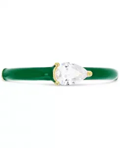 Кольцо с кубическим цирконием и эмалью из стерлингового серебра с 14-каратным золотом Macy'S, green