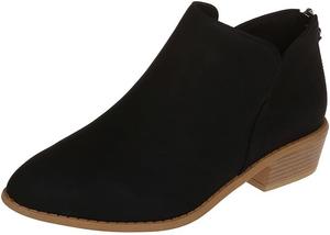 Женские короткие ботинки в западном стиле с острым носком и боковой молнией, повседневные ботильоны Generic, Black