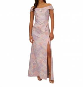 Жаккардовое платье с открытыми плечами Peri Multi Adrianna Papell