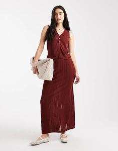 Юбка в полоску Vero Moda, трикотажная, бордового цвета