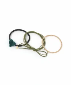 Набор из 3 резинок для волос в форме сердца с бархатным покрытием Niko And ..., цвет Green(70)