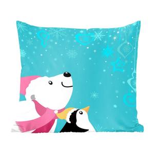 Декоративная подушка MuchoWow диванная подушка для гостиной декоративная подушка 60х60 см рисунок пингвина и белого медведя на синем фоне - чехол на подушку - хлопчатобумажная ткань - декоративные наволочки
