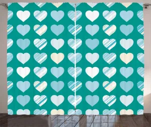 Штора в деревенском стиле ABAKUHAUS ко Дню святого Валентина, в форме сердца, для спальни, присборенная, с петлями и крючками, 280 x 245 см, кремово-зеленый цвет морской пены Abakuhaus